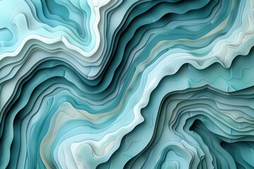 The image is a blue and white abstract painting with a wave-like pattern
