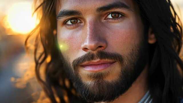 Jesus Crist standing in peacefully at olive groove