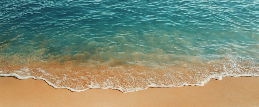Ocean wave gently lapping on sandy beach. - Powered by Adobe