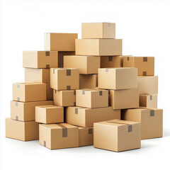 3D cardboard box icon isolated on white background. Shipping logistic and delivery concept. Package delivery. Online shopping. Cargo box. Distribution or storage. 3d rendering illustration 