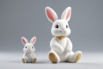 Obraz premium there are two white rabbits sitting next to each other on a table