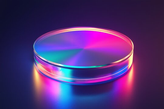 Abstract 3d render of light emitter glass with iridescent holographic neon vibrant gradient texture. Design element for banner, background, wallpaper, header, poster or cover