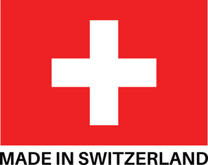 Fototapeta premium Made in Switzerland with Switzerland flag . Swiss made product label icon . Vector illustration