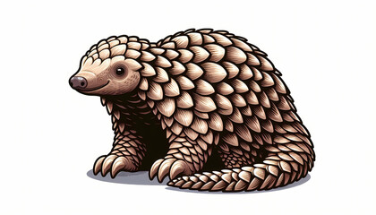 cute  Pangolin  illustration against white background 