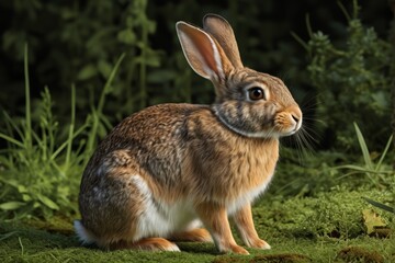 Fototapeta premium there is a rabbit that is sitting in the grass