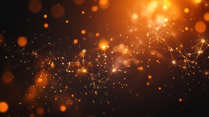 Fototapeta premium Abstract Orange Network Glowing Lights Background