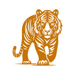  tiger walking Illustration in drawing stencil style 