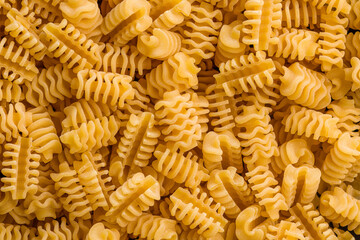 Uncooked italian pasta. Radiatori pasta.