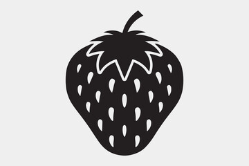 Vector black silhouette of Strawberry on a white