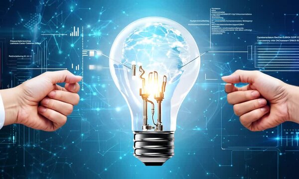 A light bulb with a globe, symbolizing innovation and connectivity.