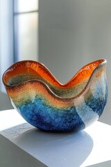 A carefully crafted ceramic bowl displayed on a white surface, reflecting the craftsmanship and artistry of handmade pottery.