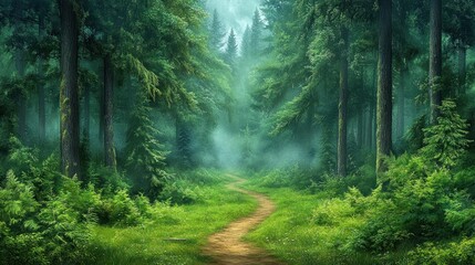 Obraz premium Misty forest path.