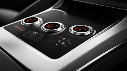 Shiny silver metallic touch interface with illuminated controls, complemented by minimalist chrome details.