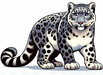 Fototapeta premium illustration of a Snow Leopard against white background 