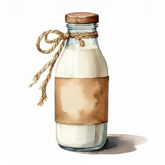 This charming watercolor illustration of a milk bottle is perfect for ecobranding purposes and food blogs