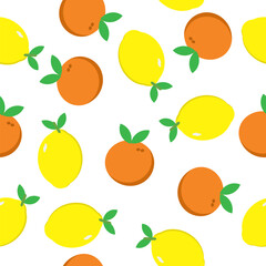 pattern with orange fruit and lemon seamless repeat style, replete image design for fabric printing or food wallpaper or fashion background