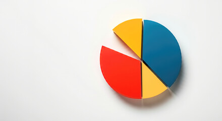 Fototapeta premium 3D pie chart icon. Business, financial report, presentation, statistics, data analytics, optimization. Colorful pie chart. 3d illustration