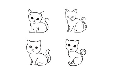 Naklejka premium Cat set vector illustration