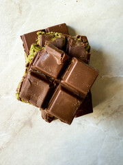 Dubai Chocolate bar with kadayif and pistachio