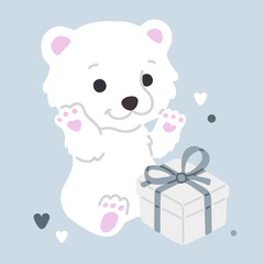 Vector illustration cute doodle baby polar cub for digital stamp,greeting card,sticker,icon,design