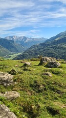 Naklejka premium L'un des cromlechs de Lous Couraus dominant la vallée d'Ossau
