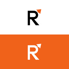 letter R with arrow logo vector illustration template design