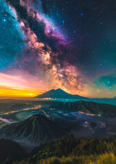 Stunning night sky with the Milky Way stretching across a starry backdrop. Ideal for nature and astronomy themes.