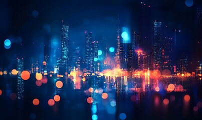 Fototapeta premium abstract night light of cityscape bokeh, Generative Ai