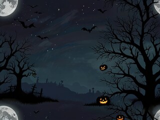 Fototapeta premium halloween background with moon and tree