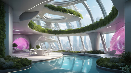 hotel with beautiful pool inside