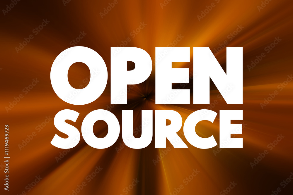 Poster Open Source is source code that is made freely available for possible modification and redistribution, text concept background