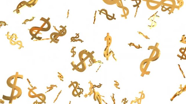 urrency signs in the form of gold dollars are falling