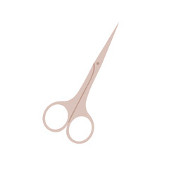 Manicure scissors. Sharp steel tool for cutting and trimming nails, cuticles. Professional grooming and hygiene accessory for pedicure treatment. Flat vector illustration isolated on white background