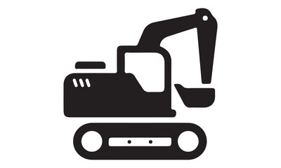 Excavator icon vector illustration -Cricut Isolated on white background Vector illustration for Cutting Machine,Typography Calligraphy , Silhouette Cameo, Hand drawn lettering phrase isolated on white