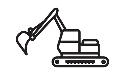 Excavator icon vector illustration -Cricut Isolated on white background Vector illustration for Cutting Machine,Typography Calligraphy , Silhouette Cameo, Hand drawn lettering phrase isolated on white