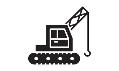 Naklejka premium Excavator icon vector illustration -Cricut Isolated on white background Vector illustration for Cutting Machine,Typography Calligraphy , Silhouette Cameo, Hand drawn lettering phrase isolated on white