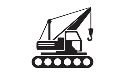 Excavator icon vector illustration -Cricut Isolated on white background Vector illustration for Cutting Machine,Typography Calligraphy , Silhouette Cameo, Hand drawn lettering phrase isolated on white