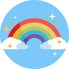 A vibrant, magical rainbow stretching across the sky, glowing with an otherworldly shimmer.