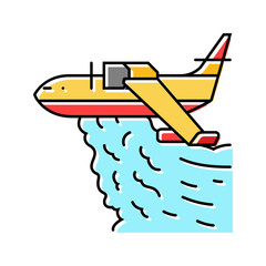 firefighting plane wildfire disaster color icon vector. firefighting plane wildfire disaster sign. isolated symbol illustration
