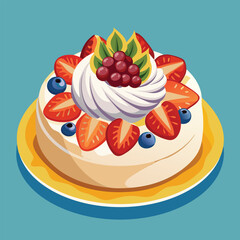A delicious dessert with whipped cream. strawberries. and blueberries.