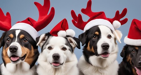 A_banner_closeup_shows_three_dogs_in_reindeer