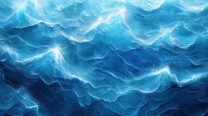 Obraz premium Abstract Ocean Waves in Vibrant Blue Tones, Capturing the Essence of Tranquil Water Motion and Calming Sea Energy for Relaxation and Meditation