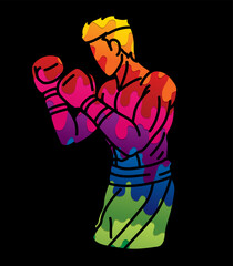 Graffiti Boxing Sport Boxer Fighting Action Fighter Cartoon Graphic Vector