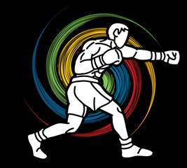 Boxing Sport Boxer Fighting Action Fighter Cartoon Graphic Vector