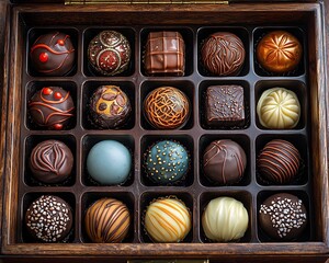 Artisanal Chocolates in Vintage Jewelry Box Adorned with Edible Gold and Pearls Decadent Indulgence Concept