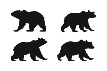 Fototapeta premium Walking and Standing Bear Silhouette Set for Creative Animal Graphic Designs