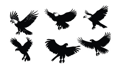 Obraz premium Soaring Eagle Silhouette Collection Featuring Graceful and Powerful Flight Poses
