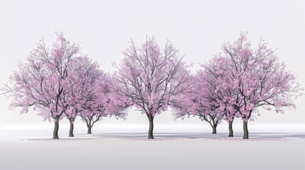 Fototapeta premium 3D rendering of Chilopsis-linearis trees on a transparent background, top view.