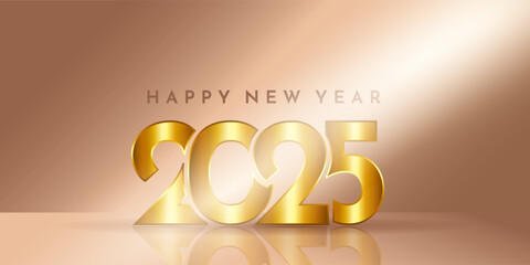 Fototapeta premium Happy New Year banner with elegant gold numbers design 