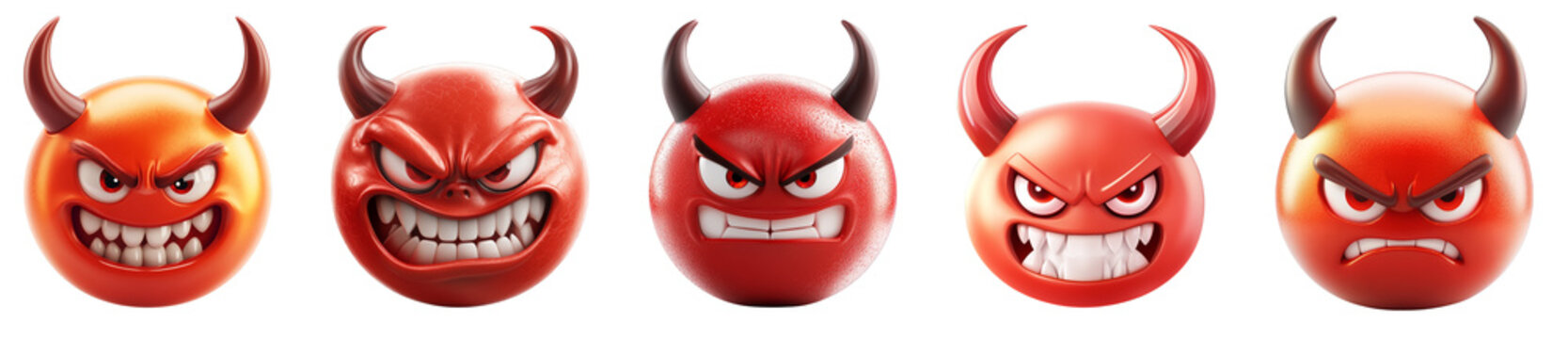 Angry devil emoji expressions collection vibrant colors transparent background